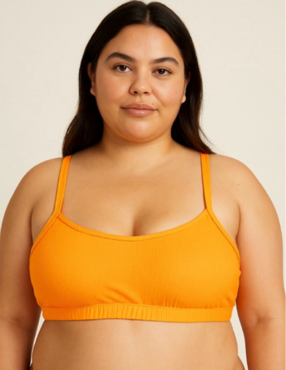 Wild Fable Orange Ribbed Bikini Top Strappy Back Swim 2X